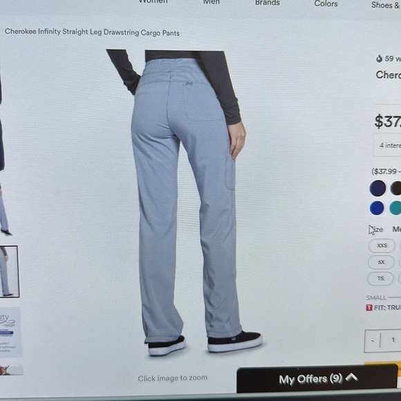 Cherokee Infinity Straight Leg Drawstring Cargo Pants - Picture 6 of 7